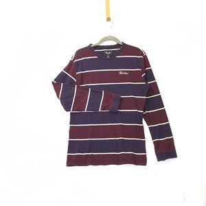 Primitive Skateboarding Mens Medium Purple and Blue Striped Long Sleeve Shirt